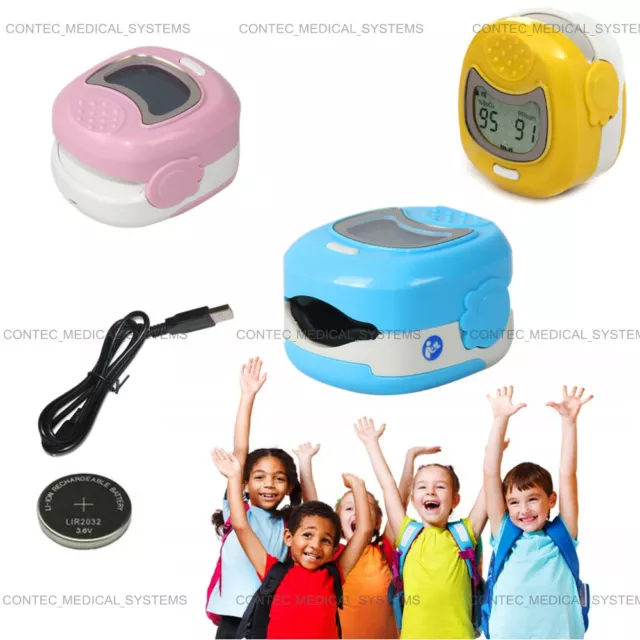 LCD Child Pediatric Finger Pulse Oximeter SpO2 Blood Oxygen Monitor with Battery