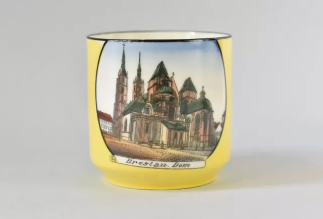 Jugendstil Andenken Porzellan Tasse Breslau Dom Schlesien heute Wroclaw Polen