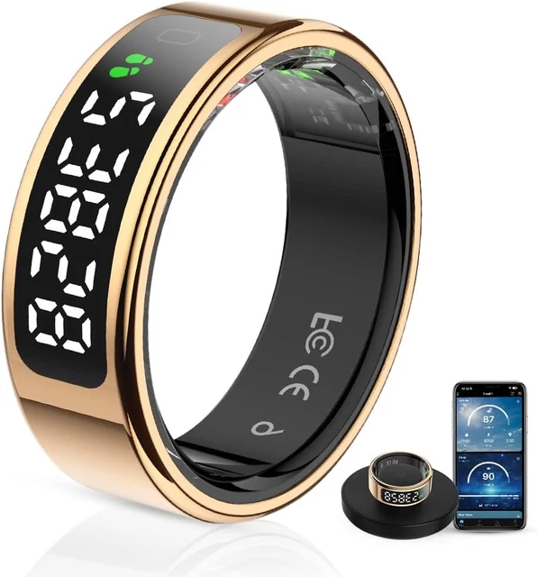 LCD DISPLAY SMART Ring - Sleep Tracker Touch Control Ring with Heart ...