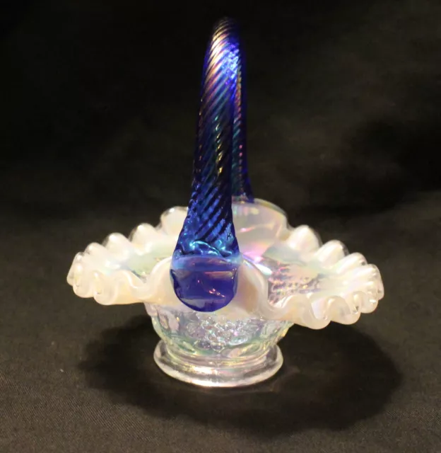 Fenton Miniature French Opalescent With Grapes Basket