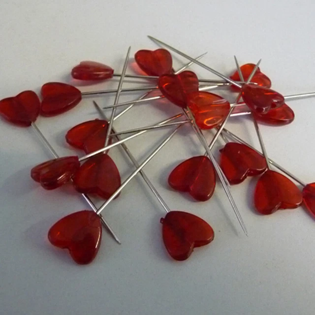 Agujas de Rosa Herzpin 48 X Perlennadelnn Pin Decoración Boda Corazón 12mm