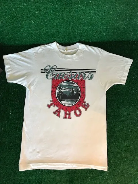 Men’s Vintage 80’s Single Stitch Made in USA Caesars Tahoe Resort T-Shirt Large