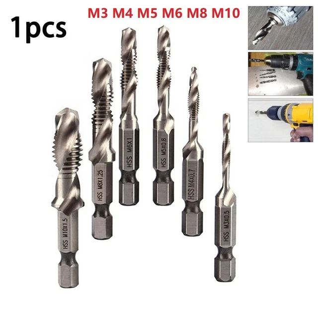 1x Rubinetto Trapano Punta Attacco Esagonale HSS Filettato Vite Machine Composto