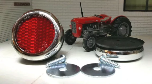 Massey Mf Catadioptre 35 30 135 Tracteur Lucas Type RER25 Chrome Laiton Rouge