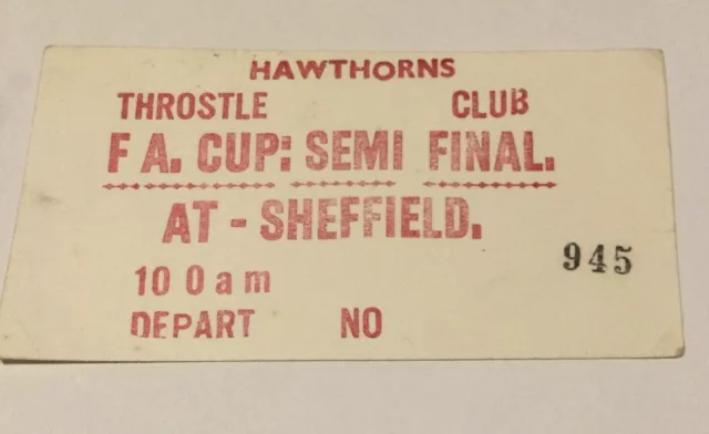 WBA West Brom v Leicester City 1969 FA Cup Semi Final @Hillsborough COACH TICKET