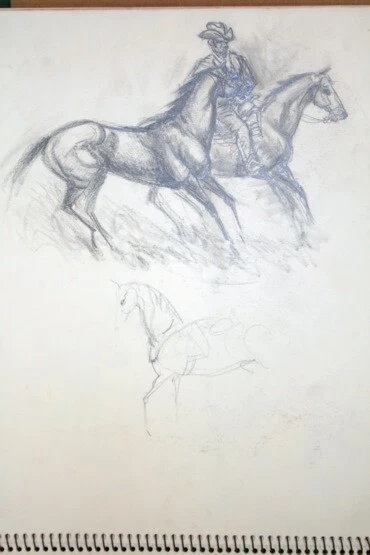 #1 Maureen Love Original Sketches Multiple Black Horses