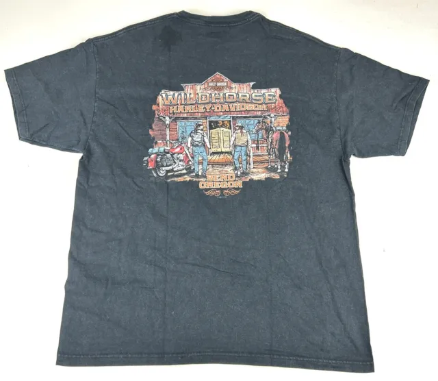 Vintage 2011 HARLEY Davidson Mens Faded Black Tee Shirt Bend Oregon Size XL