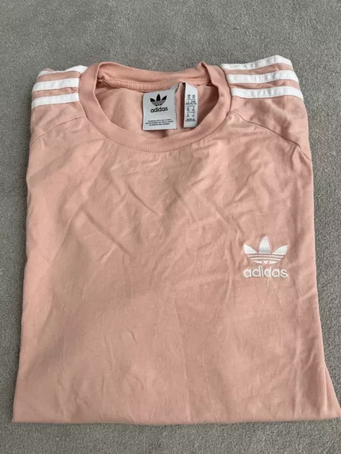 Adidas Originals Men’s 3 Stripes Cotton T-shirt Crew Neck Short Sleeve Top- Pink