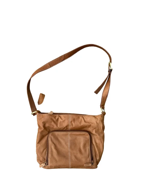 Cabin Creek Brown Tooled Paisley Genuine Leather Embossed handbag