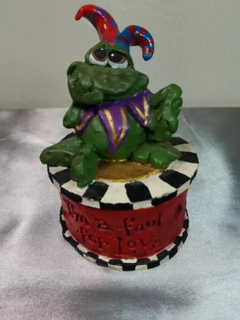 Living Stone Inc. "I'm a fool for love" Frog Figurine Keepsake Trinket Box Resin