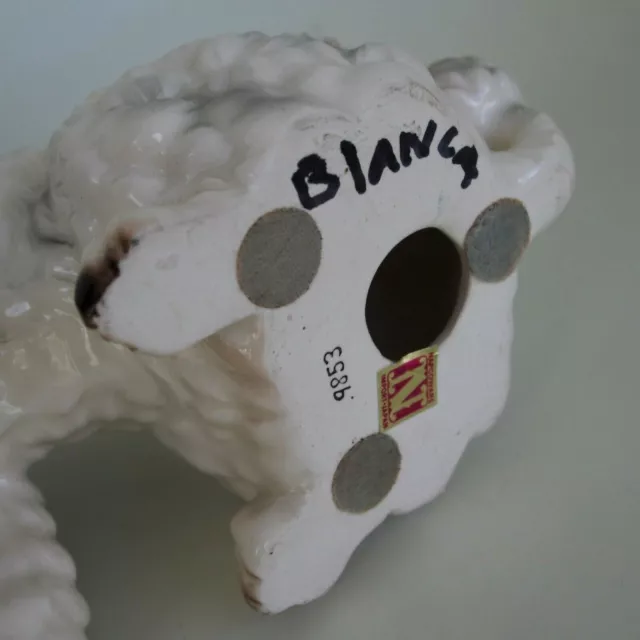 Vintage Napco Poodle Puppy Dog Figurine White Brown Large 7" 7
