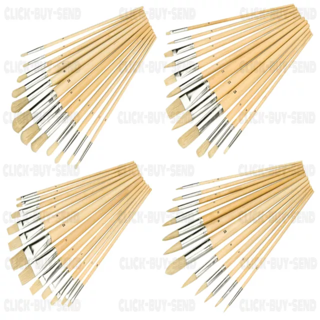 12 Piece Artist Brush Set Brushes 1Mm 12Mm Mixed Flat Pointed Round Tips Tip New