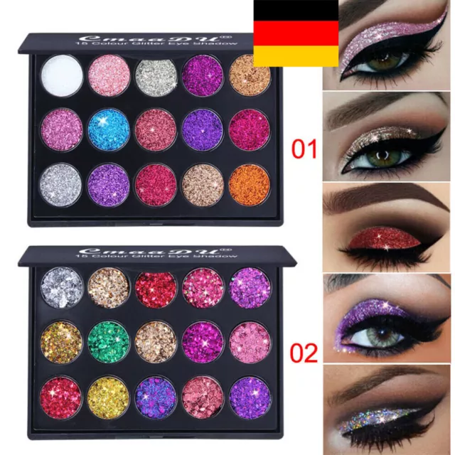 15 Farben Lidschatten Shimmer Glitter Pulver Palette Kosmetik Make-Up Palette %