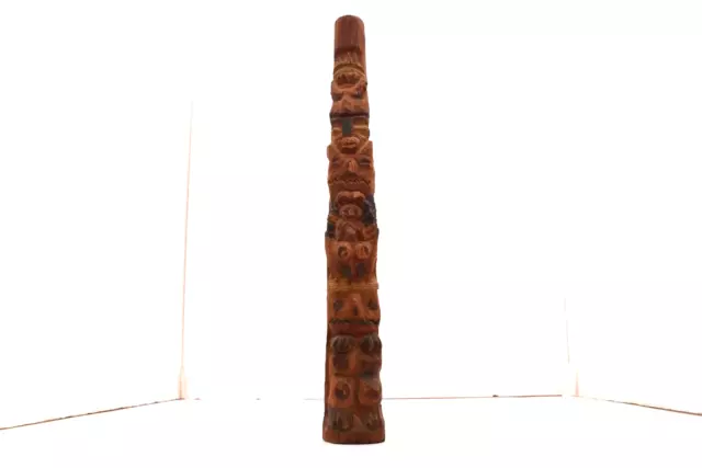 EARLY Antique Northwest Coast Carved Wood Totem Pole Native American Vintage 15"