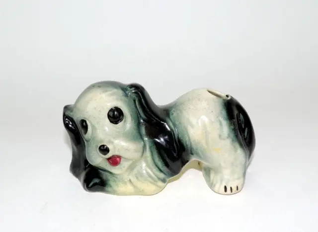 Vintage Ceramic Pottery Black COCKER SPANIEL Dog Figurine Air Wick Planter EXC