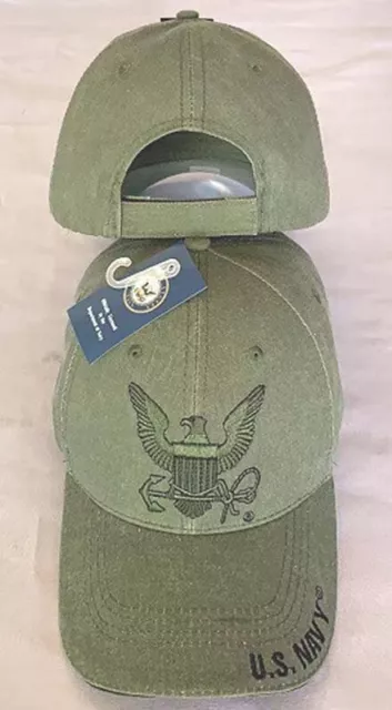 United States US Navy Cap Hat Olive Drab Military Embroidered Adjustable