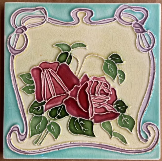 England - Antique Art Nouveau Majolica Tile C1900