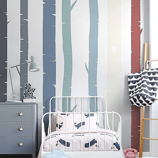 Colorful Birch Tree Wall Rainbow Wall Decals, Stickers, Wall Art Decoration 513