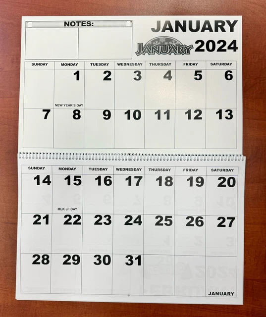 2024 EXTRA LARGE Print Wall Calendar Jumbo 11x17 Spiral Bound Popular