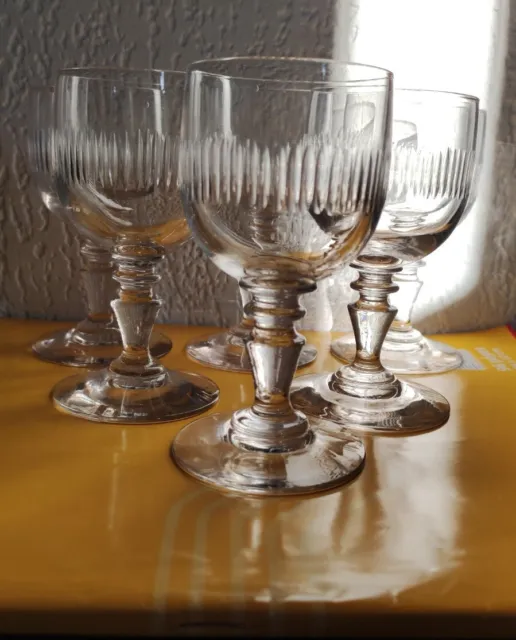 Lot de 6 anciens verres à Vin Du Rhin en cristal de Baccarat modèle Renaissance