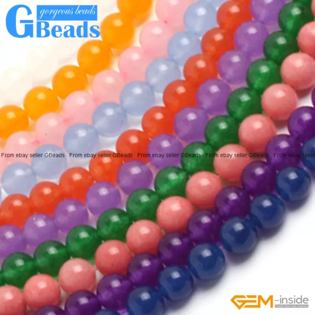 Colorful Jade Gemstone Round Beads For Jewellery Making Strand 15" 4mm 6mm 8mm