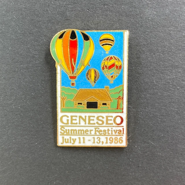 GENESEO SUMMER FESTIVAL July 1113 1986 Hot Air Ballon Souvenir Lapel