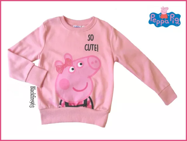Felpa Ragazza Peppa Pig Maglione Rosa Novità Glitter Carattere Maglione NUOVO
