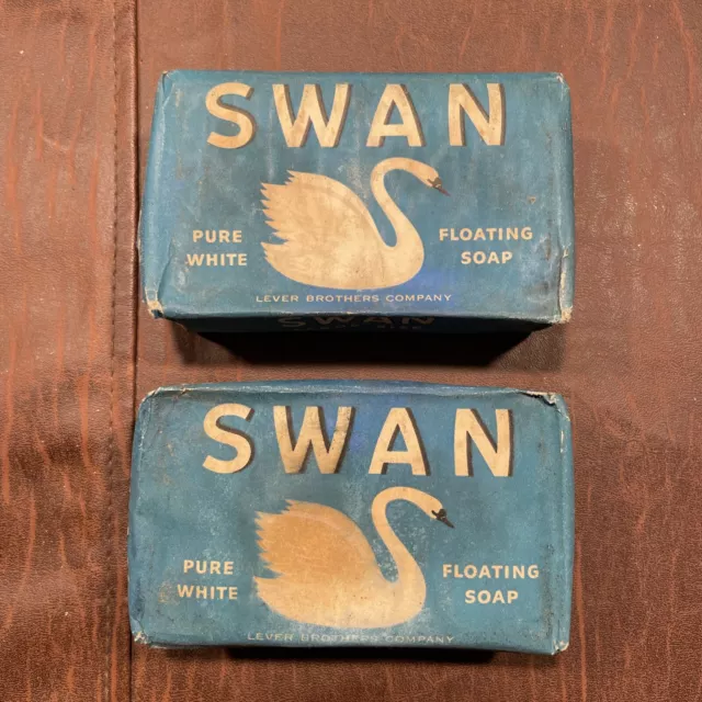 2 Vintage Nostalgic Swan Soap Bar Large Size Pure Mild Floating Soap Lever Bros