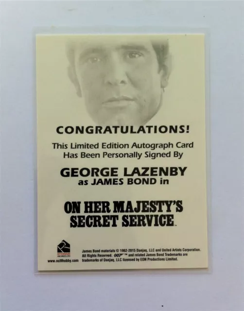 James Bond Archives Final George Lazenby as James Bond Full Bleed Autograph Card 2