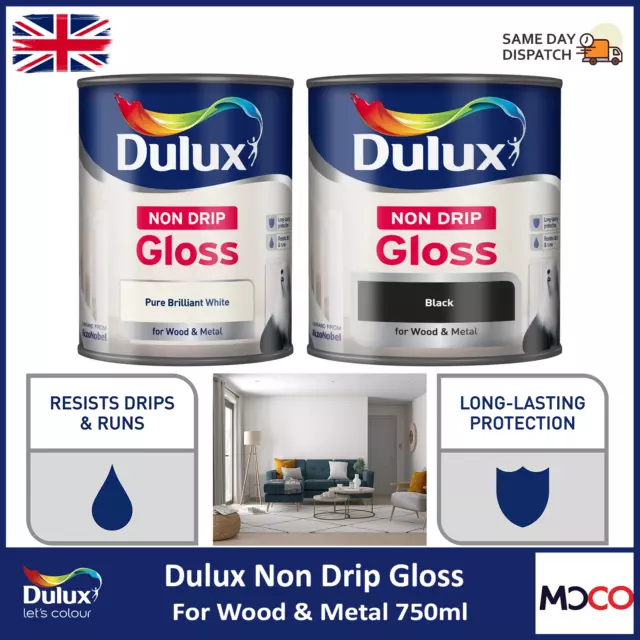 Dulux Paint Non Drip High Gloss For Interior Wood Metal Long Lasting 750ml