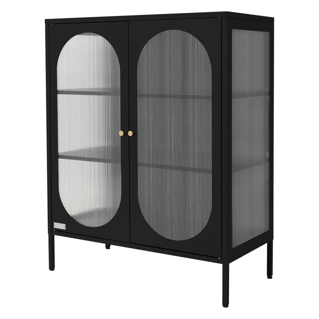 Vitrine morena v2, vitrine sur pied avec 2 portes et insert en verre