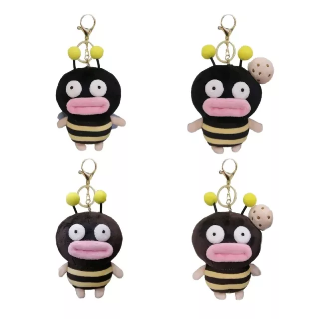 Cute Plush Bees Keychain Doll Pendant Keyring Ugly Backpack Decor for Car