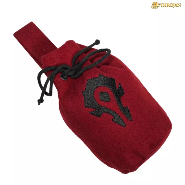 MEDIEVAL BELT POUCH Woolen Drawstring Viking Bag Maroon Coin Jewelry ...