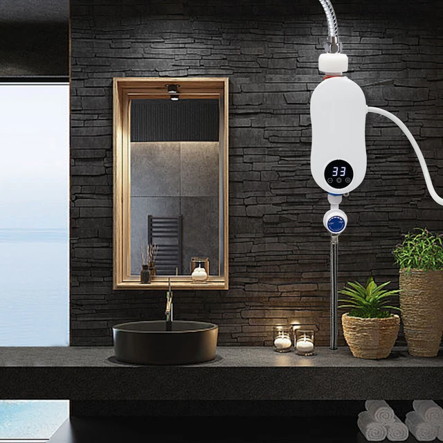 INSTANT ELECTRIC BATHROOM Hot Water Heater With Shower Head White 110V