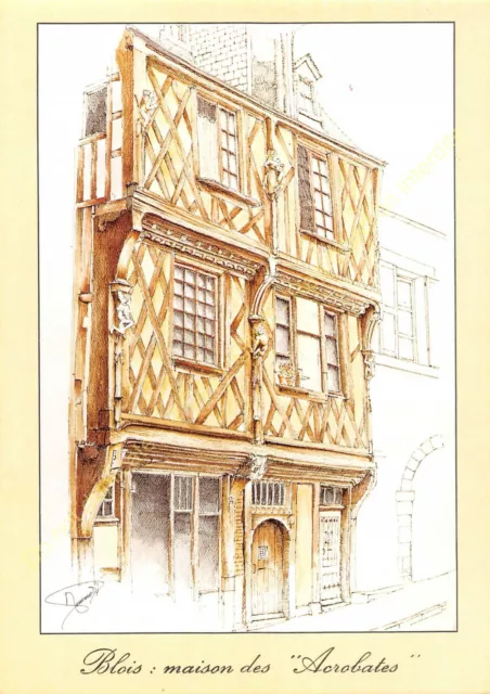 CP Postcard Illustration MICHEL PERREARD Blois Maison des Acrobates