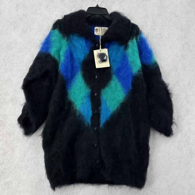 NWT HAND KNITTED Mohair Made in Scotland Cardigan Sweater Shaggy Warm ...