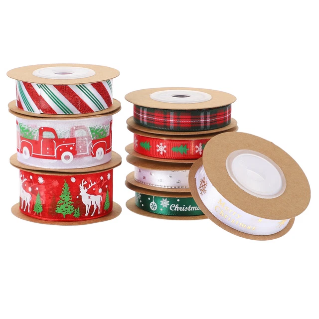 8 Rolls Gift Wrapping Ribbon Christmas Decoration Ribbon Nativity Decor Pretty