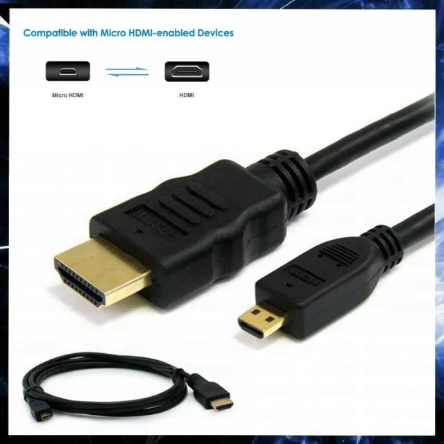 Cavo Micro Hdmi Maschio Tipo D / A 1 Metro Cavetto Adattatore Convertitore Tv 4K