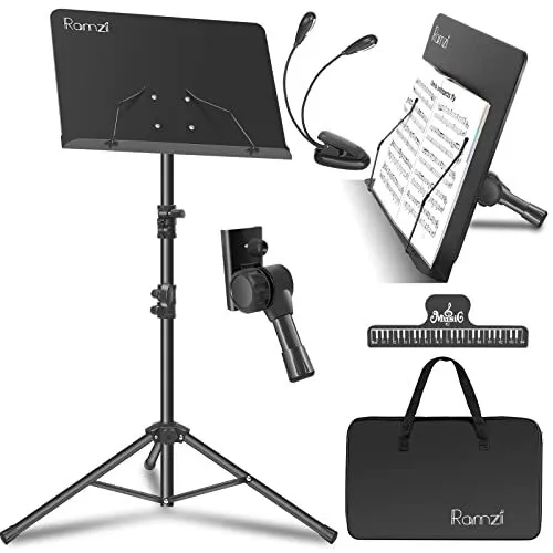 Music Book Stand, Portable Music Stand for Sheet Music 5 in-1 Dual-Use Sheet
