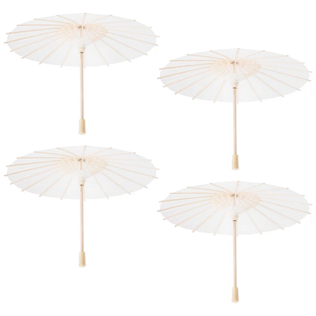 BESTOYARD 4pcs White Paper Parasol Umbrella Chinese Japanese Paper Umbrella