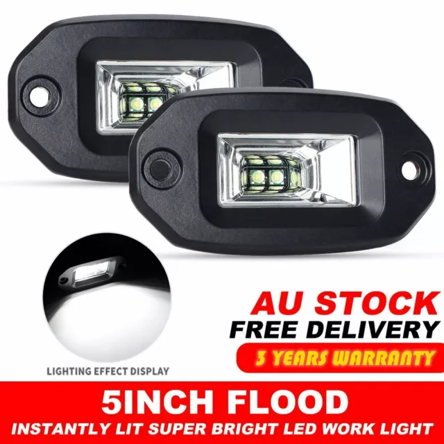 2x 5inch Flush Mount LED Work Light Bar  Flood Fog Lamp For Jeep Off-Road Pickup