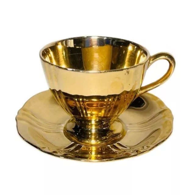 Vintage Cup & Saucer Royal Winton Grimwades England Gold Pre-Owned *READ*