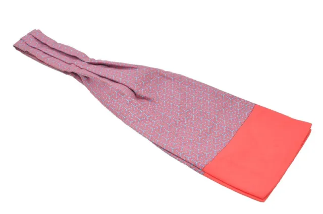 Authentic HERMES Ascot Tie Necktie Geometrical Pattern Silk Pink 3496H