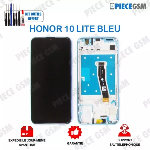 ECRAN LCD + VITRE TACTILE + FRAME pour HUAWEI HONOR 10 LITE BLEU + outils