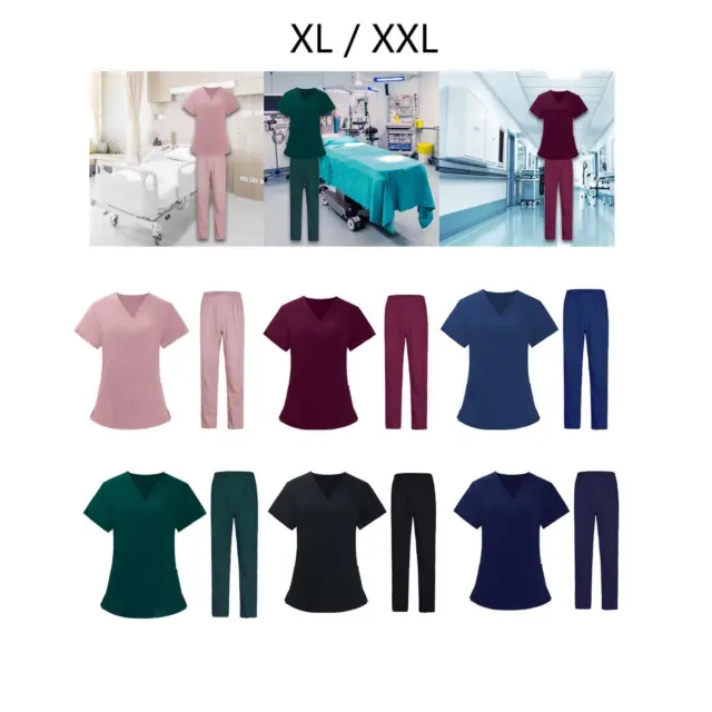 Damen Scrubs Set Krankenschwester Arbeitsanzug T-Shirt Lose Hosen Set Weich