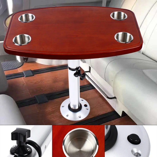 MARINE BOAT RV Adjustable Table Pedestal Removable Base +Varnished elm