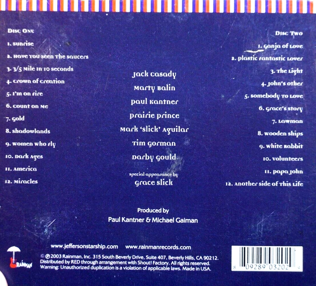 JEFFERSON STARSHIP Deeper Space, Extra Virgin Sky, 2 Disc Set CD, VG EUR 16,00 PicClick FR