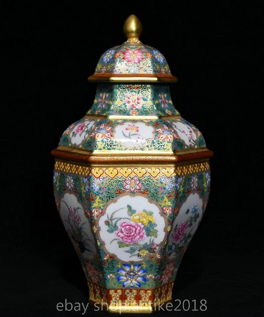10 " Qianlong Marked China Colour Enamel Porcelain Dynasty Flower Crock Pot Jar