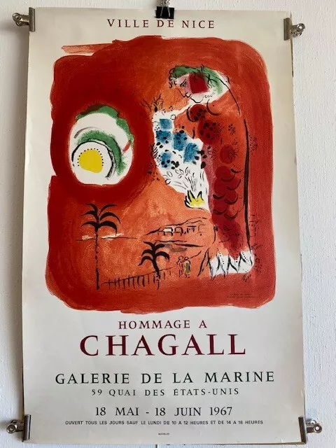 affiche ancienne originale lithographique  Marc Chagall 1967