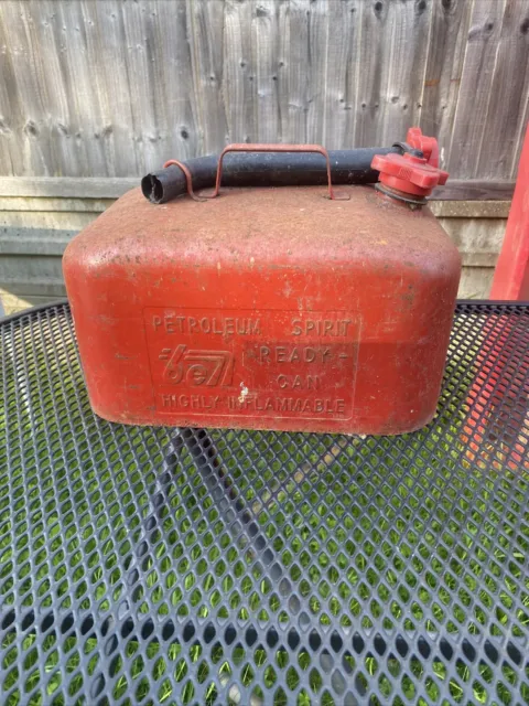 Vintage Red Metal Bell Petrol Fuel Ready-Can